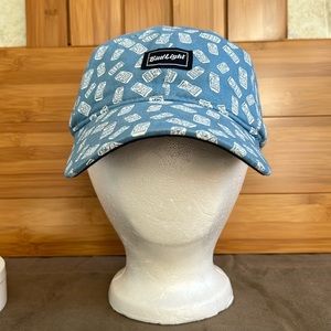 Bud Light Baseball Cap All Over Logo Blue Buckle Back Pattern Beer Hat NEW